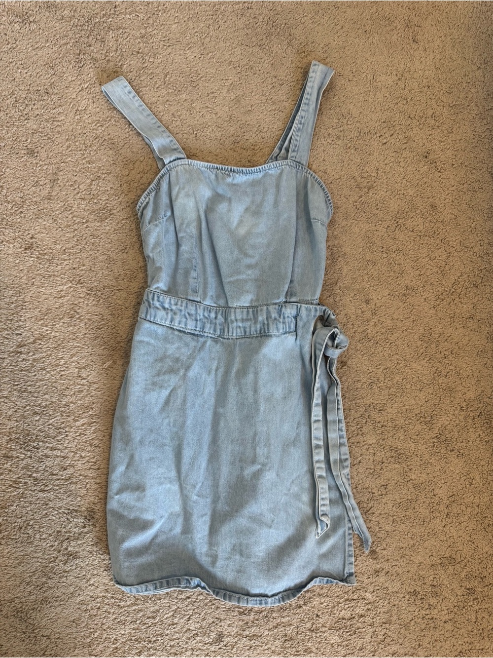 Sincerely Jules Light Blue Denim Tie-Waist Mini Dress